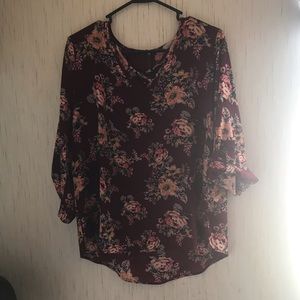 Pink Republic Burgundy Floral Blouse